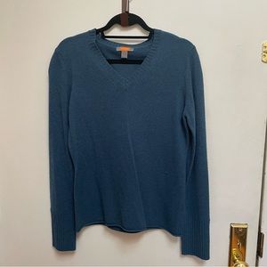 100% Cashmere Blue V-Neck Sweater from Just Cashmere by Forte Size Large